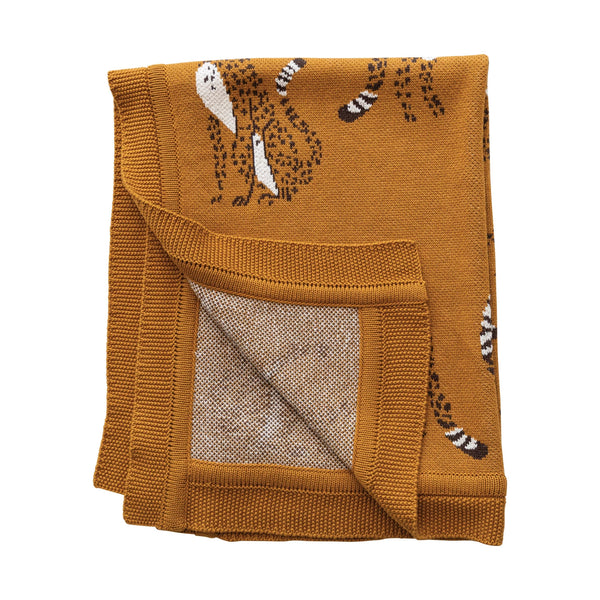 Creative Co-op Cotton Knit Baby Blanket with Cheetahs