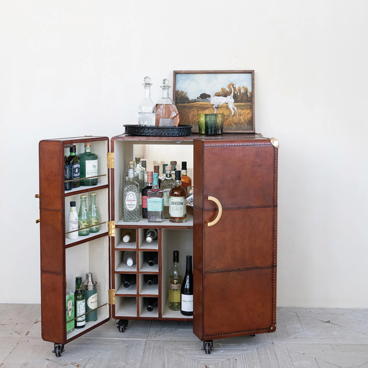 Creative Co-op Wood Framed Glass Wall Décor with Pointer Dog Image