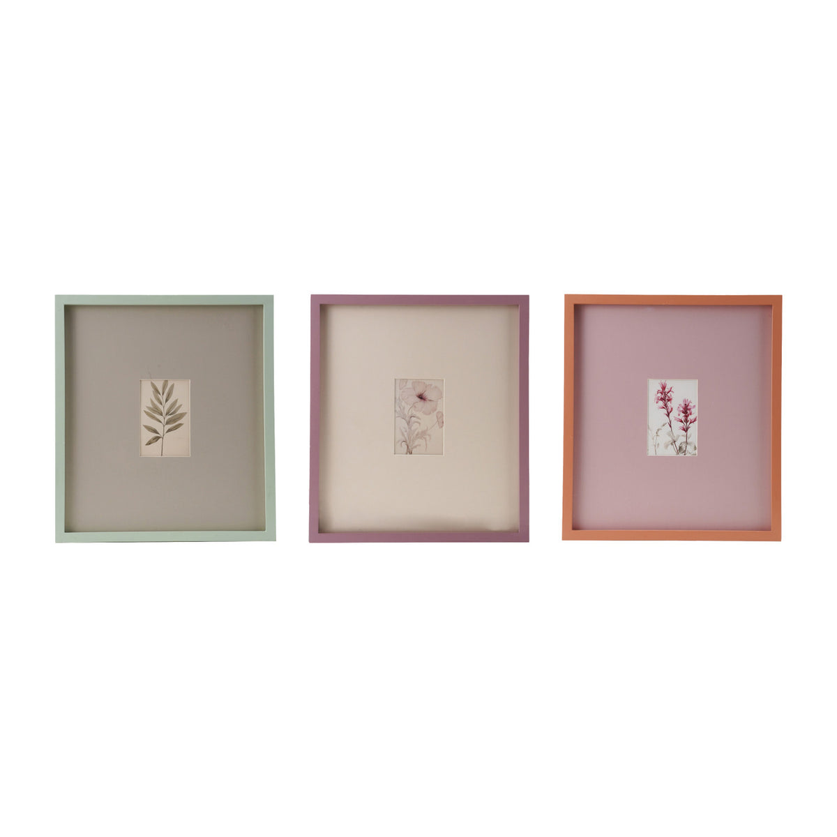 Creative Co-op Wood Framed Glass Photo Frame w/ Oversized Mat, 3 Colors