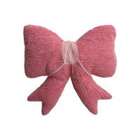 Creative Co-op 16"L x 16"H Woven Cotton Chenille Bow Shaped Pillow with Cotton Back\