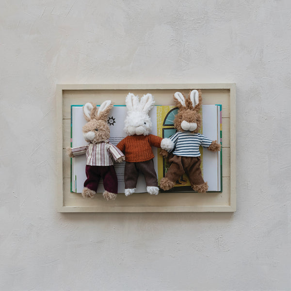 Creative Co-op Plush Bunny in Clothes, 3 Styles