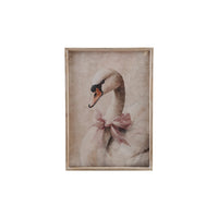 Creative Co-op Wood Framed Glass Wall Decor with Swan in Bow, Distressed Finish