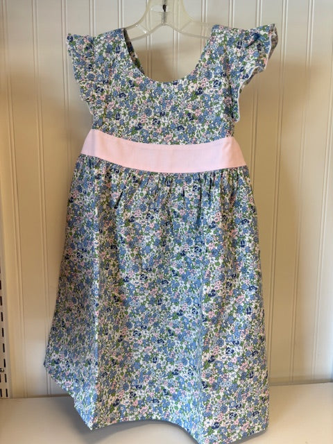 Sweet Dreams Blue and Pink Floral Print Bow Back Dress