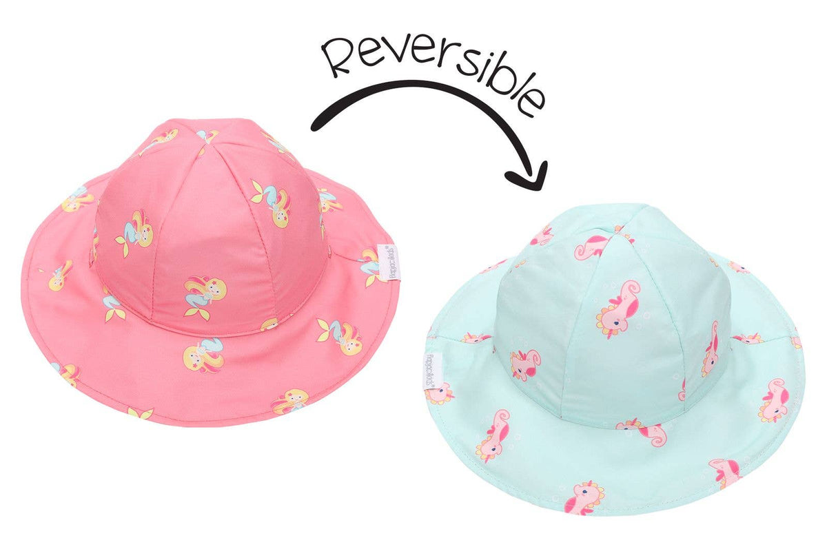 FlapJackKids - Kids UPF50+ Patterned Sun Hat - Mermaid/Seahorse