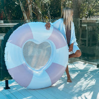 Sunnylife - Luxe Tube Pool Ring Stole My Heart Pink Stripe