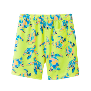 Andy & Evan - Kids (4-7 Years) Comfort-Stretch Lined Swim Trunks | Neon Turtle