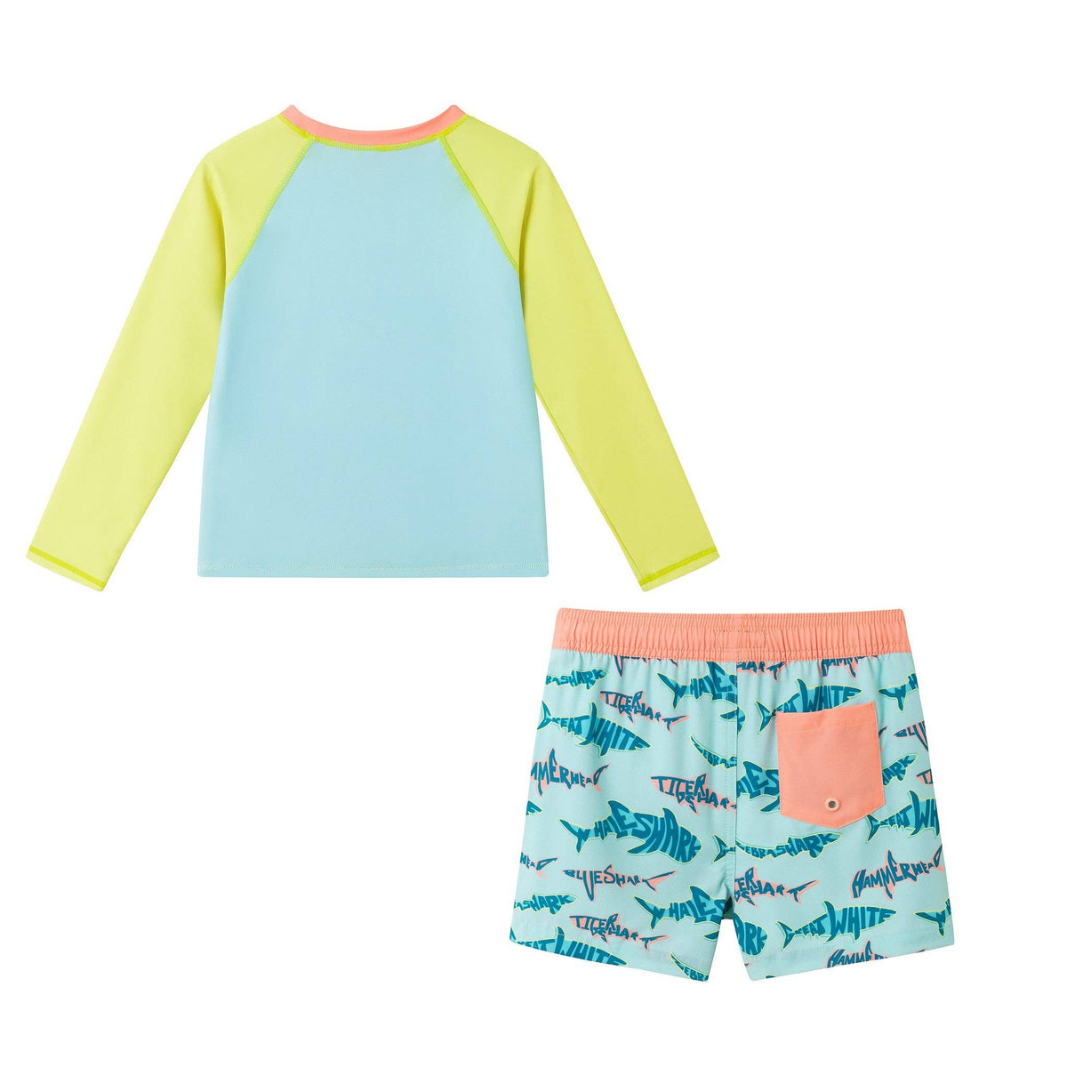 Andy & Evan - Boys Long Sleeve Rashguard Set | Aqua & Lime Shark