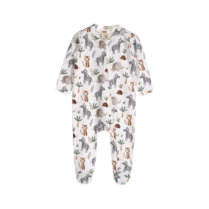 Viverano Savannah Animals Baby Zippered Footie Jumpsuit