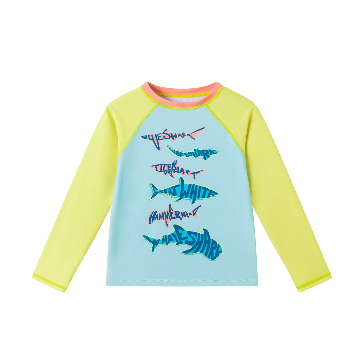 Andy & Evan - Boys Long Sleeve Rashguard Set | Aqua & Lime Shark