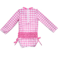 Sugar Bee Clothing - Girls One Piece Swimsuit - Pink Gingham