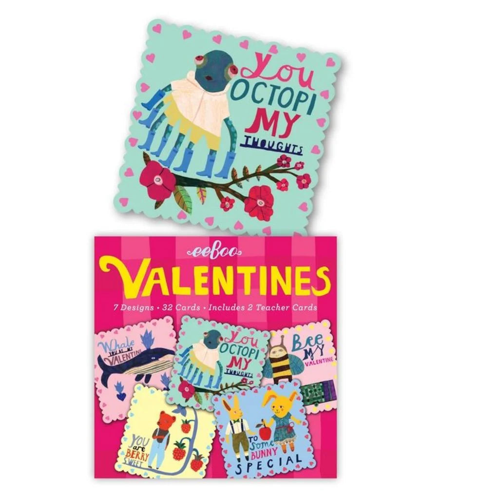 eeBoo Valentine's Cards Set of 32- 6 Designs