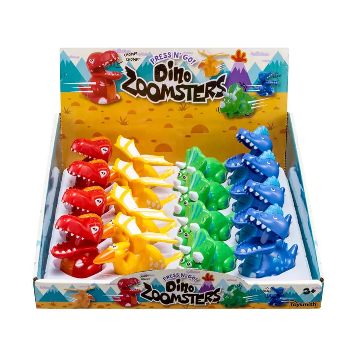 Toysmith = Dino Zoomsters, Assorted Colors/Styles, Press-N-Go Action