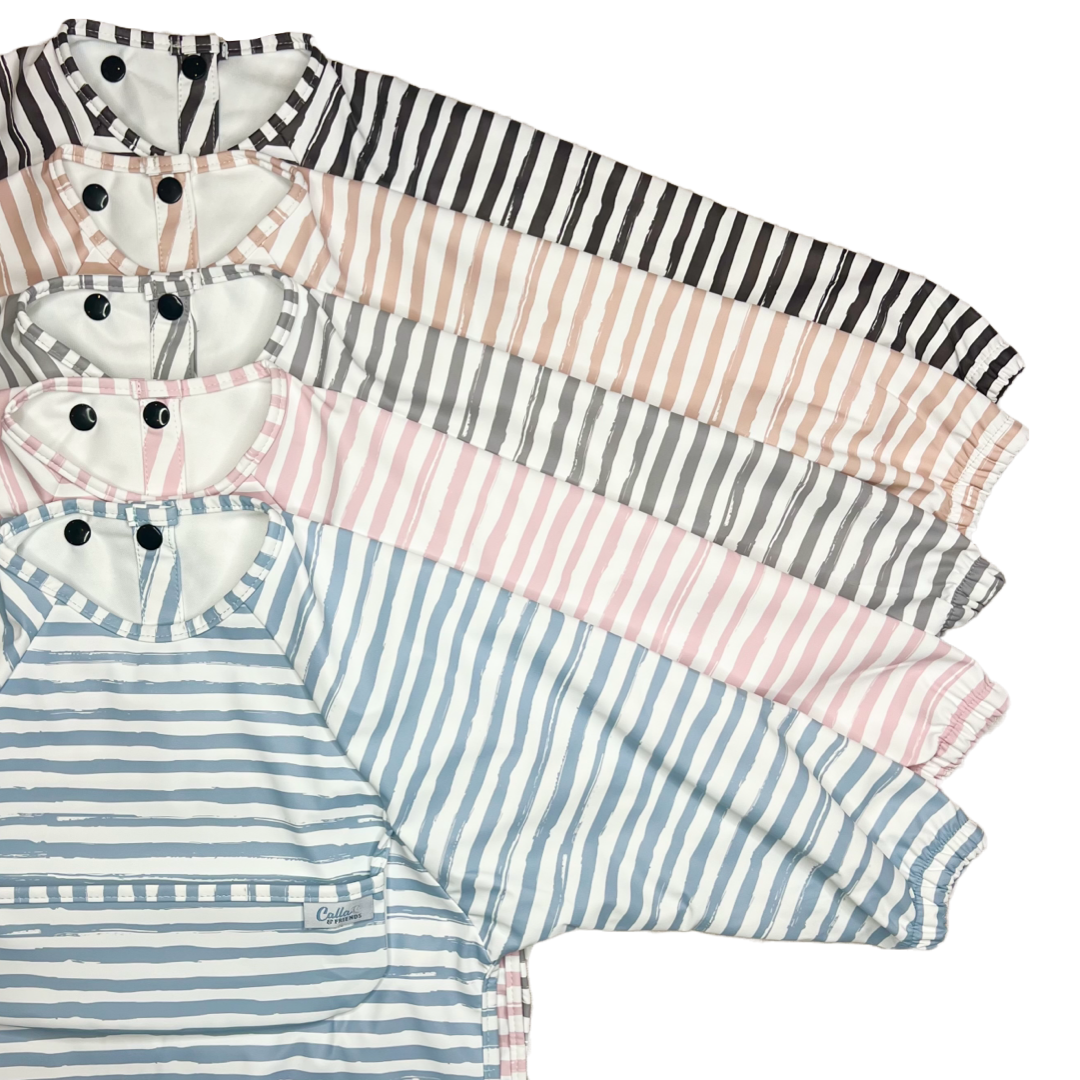 Calla & Friends - The Grayson Long Sleeve Bib - Brush Stripes