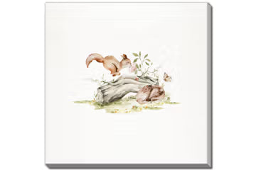 Streamlineart Resting Fawn and Leaping Squirrel