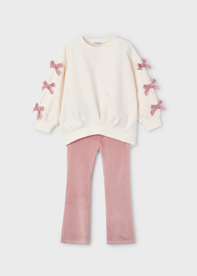 Mayoral Girl Bow Sweatshirt and Leggings Set