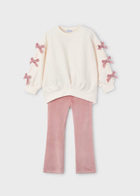 Mayoral Girl Bow Sweatshirt and Leggings Set