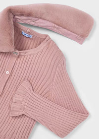 Mayoral Girl Cardigan with Faux Fur Collar