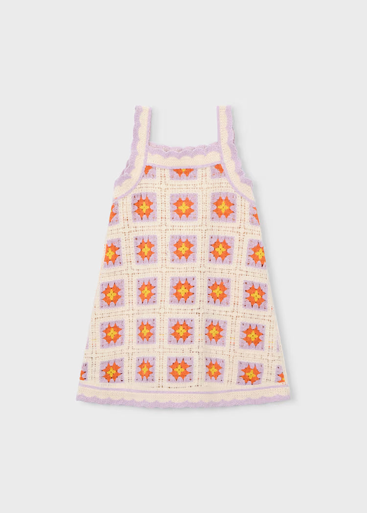 Mayoral Girl Crochet Dress-Bone
