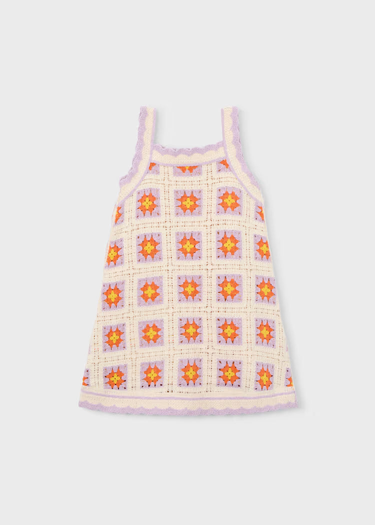 Mayoral Girl Crochet Dress-Bone