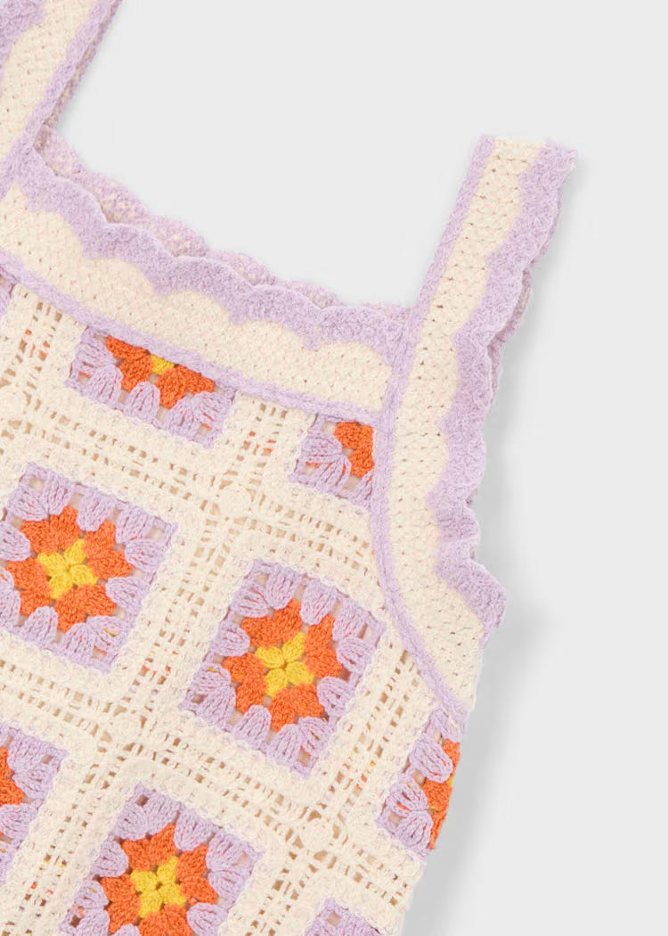 Mayoral Girl Crochet Dress-Bone