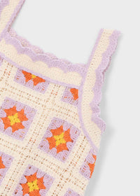Mayoral Girl Crochet Dress-Bone