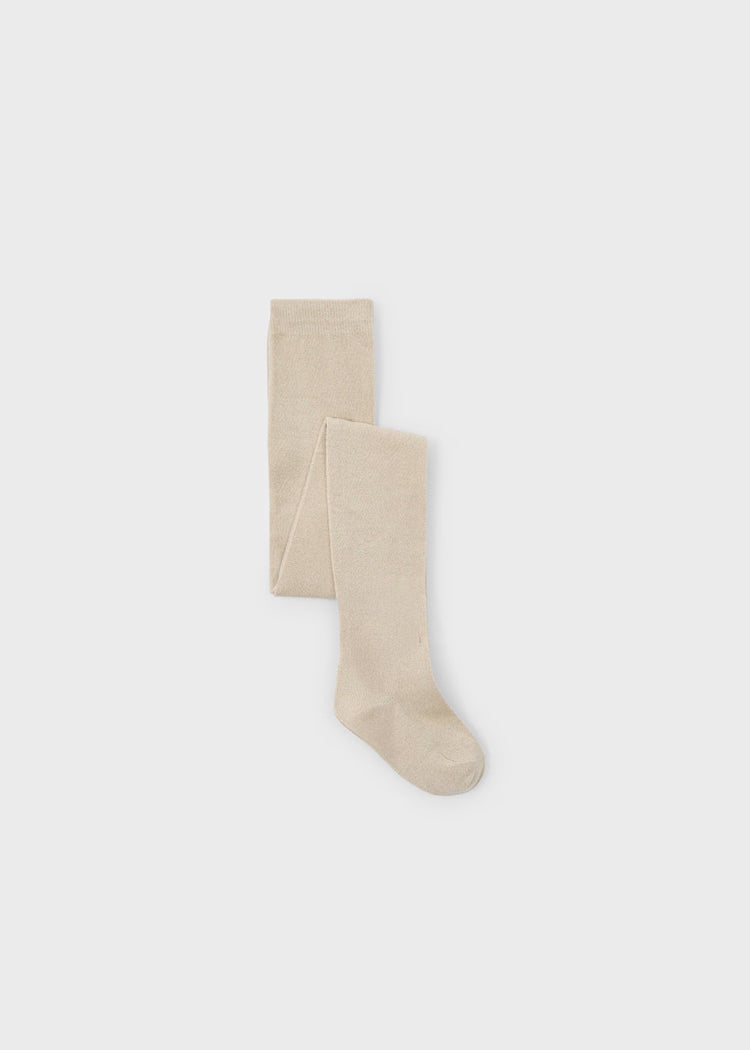 Mayoral Girl Metallic Thread Tights II Tapioca