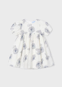 Mayoral Girl Puff Sleeve Dress- Natural