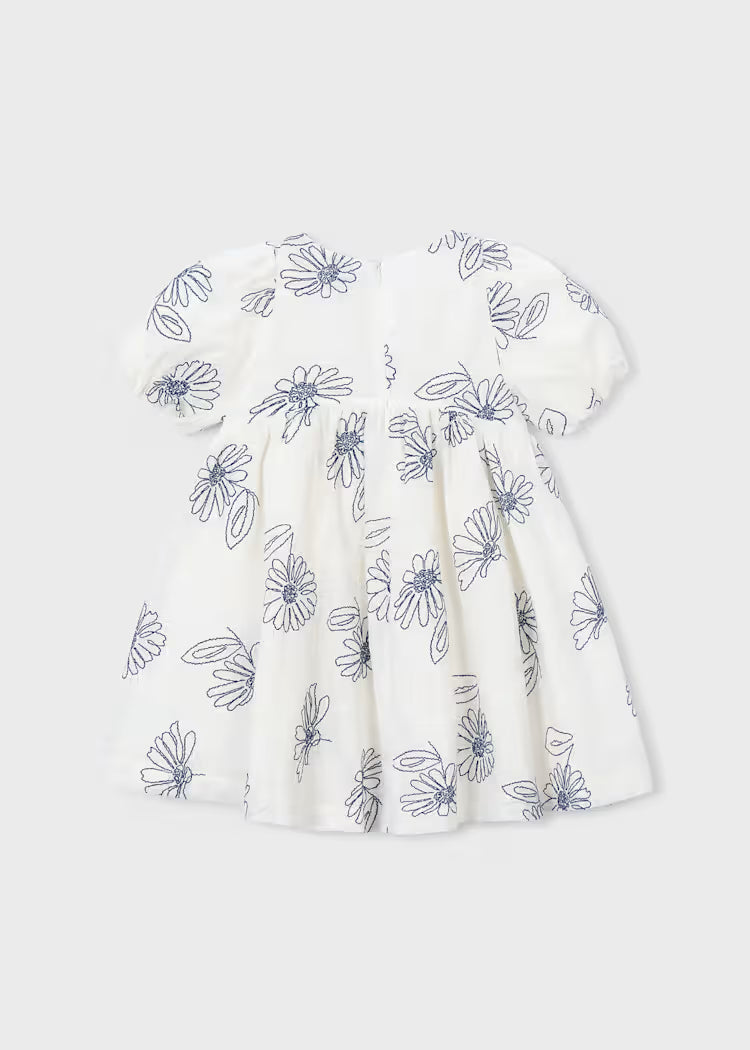 Mayoral Girl Puff Sleeve Dress- Natural