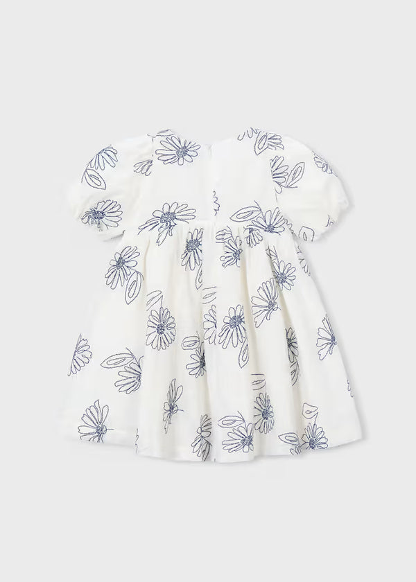 Mayoral Girl Puff Sleeve Dress- Natural