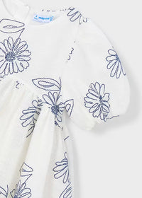 Mayoral Girl Puff Sleeve Dress- Natural