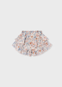 Mayoral Girl Ruffled Printed Skort- Salmon