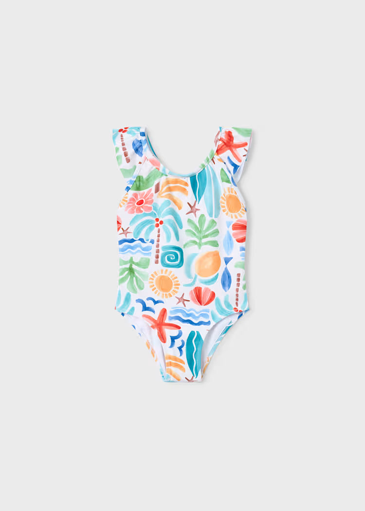 Mayoral Ruffled Printed Swimsuit- Oasis