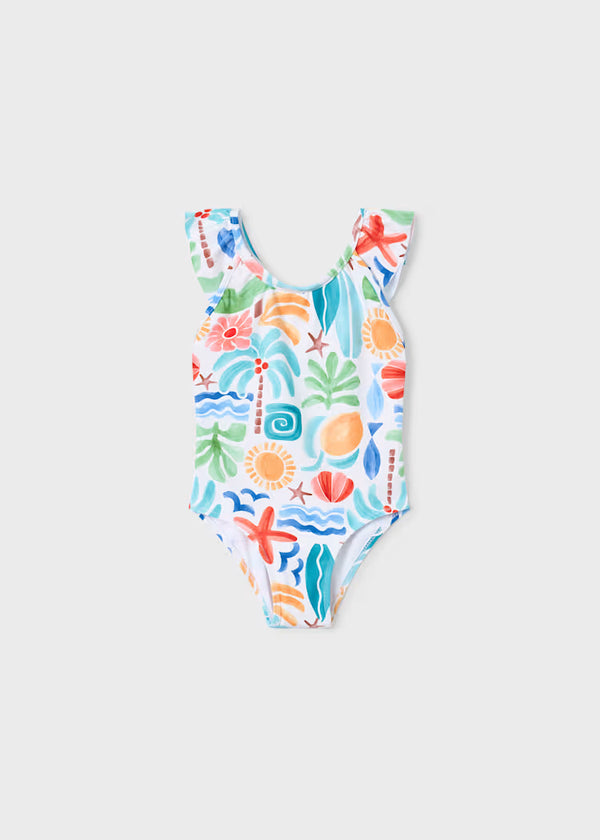 Mayoral Ruffled Printed Swimsuit- Oasis