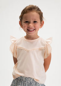 Mayoral Girl Ruffled T-shirt- Salmon