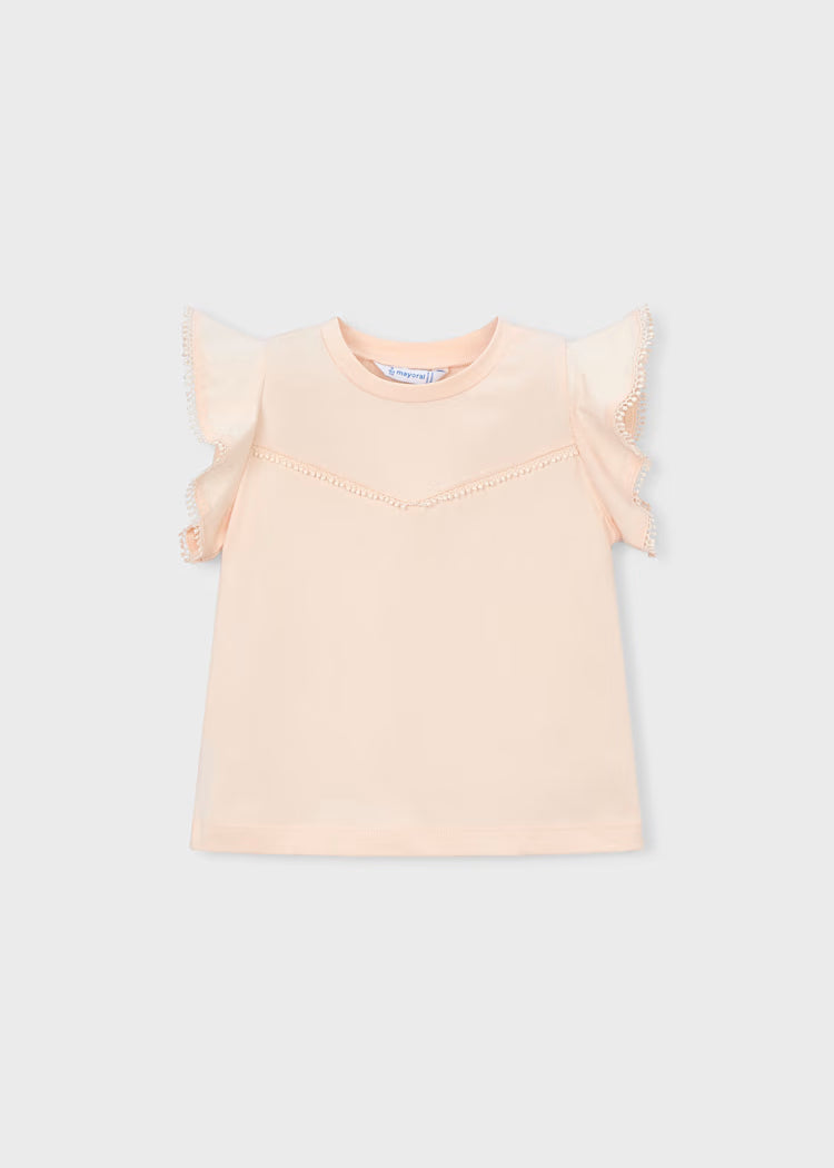 Mayoral Girl Ruffled T-shirt- Salmon