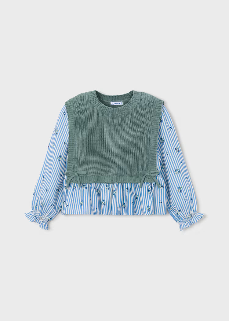 Mayoral Girl Shirt With Top- Bay Leaf