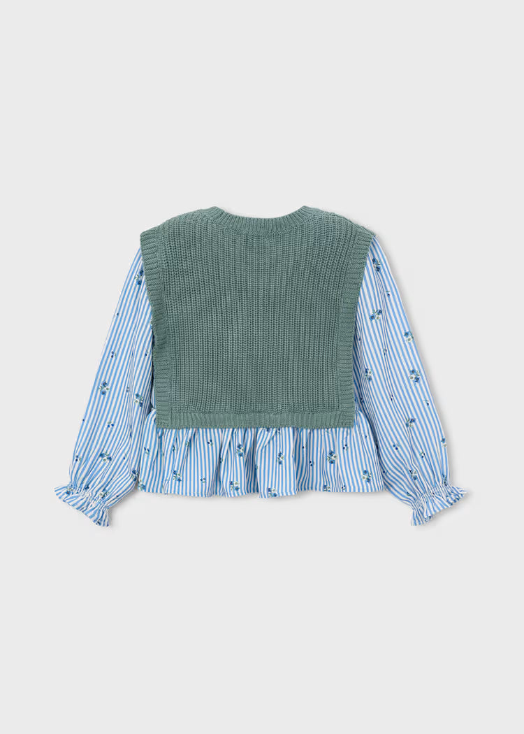 Mayoral Girl Shirt With Top- Bay Leaf