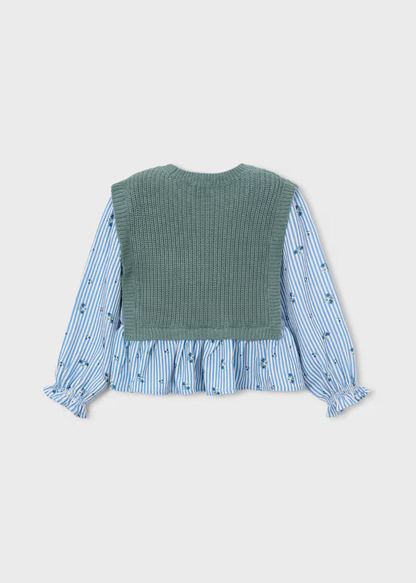 Mayoral Girl Shirt With Top- Bay Leaf
