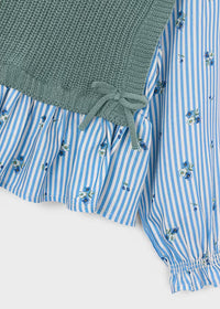 Mayoral Girl Shirt With Top- Bay Leaf