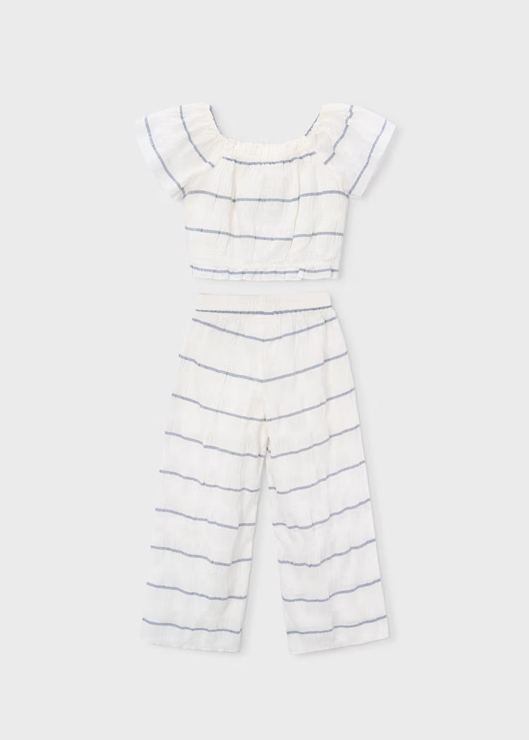 Mayoral Girl Striped Pants and Top Set II Porcelain