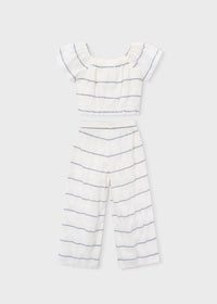 Mayoral Girl Striped Pants and Top Set II Porcelain