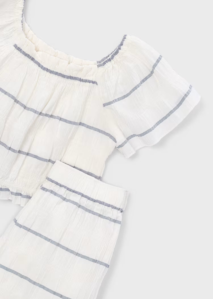 Mayoral Girl Striped Pants and Top Set II Porcelain