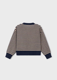 Mayoral Girl Striped Sweater With Scarf- Navy