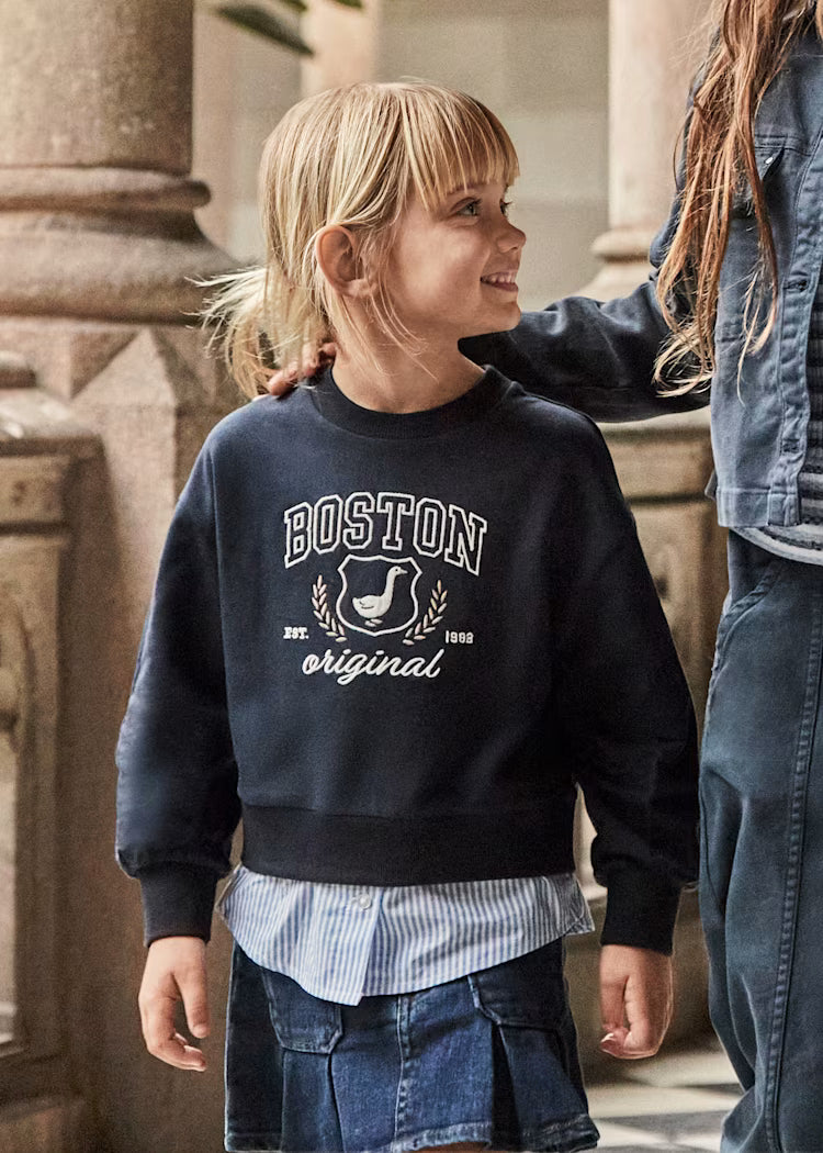 Mayoral Girl Sweatshirt with Faux Shirt