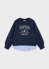 Mayoral Girl Sweatshirt with Faux Shirt