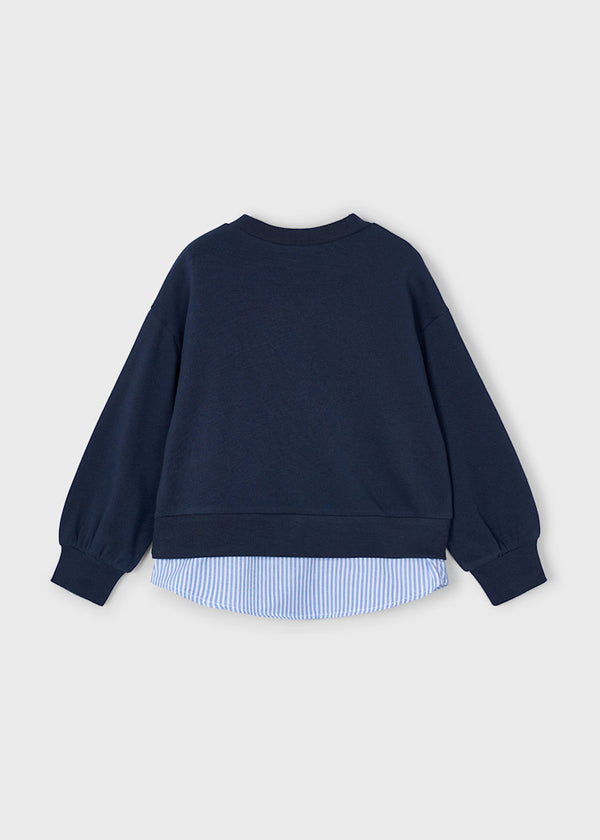 Mayoral Girl Sweatshirt with Faux Shirt