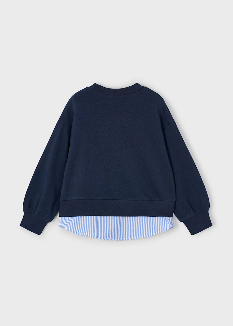 Mayoral Girl Sweatshirt with Faux Shirt
