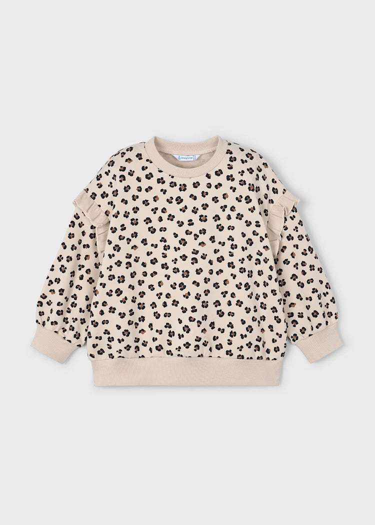 Mayoral Girl Sweatshirt with Ruffled Sleeves II Sand