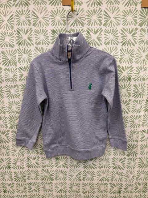 Luigi Kids by Acvisa Blue and White Stripe 1/4 Zip Pull Over with Green Golf Bag