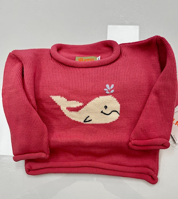 Claver Whale Sweater with Spout- Pink